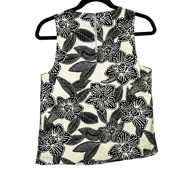 J. Crew Notched Shell Polynesian Floral Embellished Beaded Top Size 4 - Picture 2 of 16